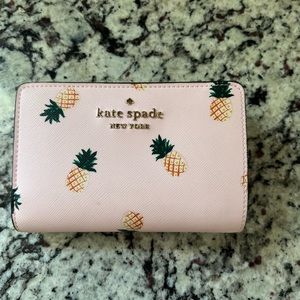Pink pineapple Kate Spade fold wallet
